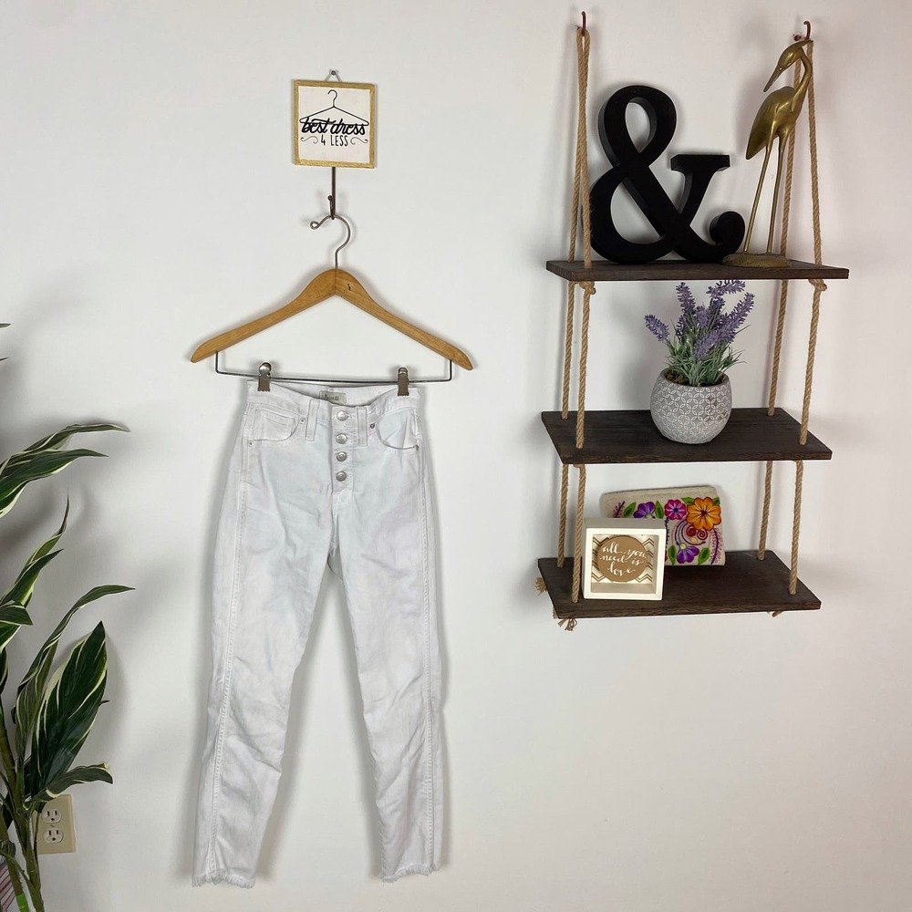 Madewell White 10" High Rise Skinny Crop Raw Hem